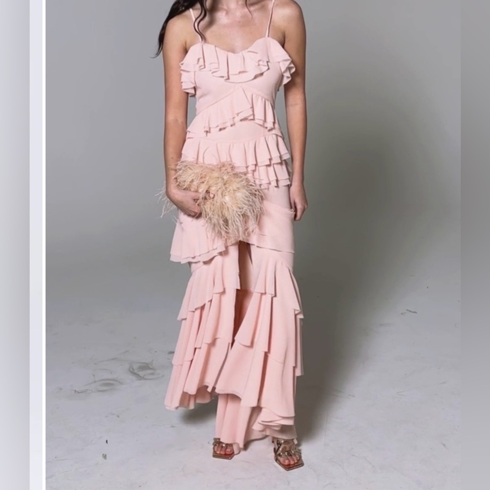 AKIRA Blush Pink Ruffle High Low Dress